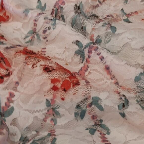 Bebe Lace Dress with Blue and Deep Pink Accents. Asymmeyric. Asian Inspired.Lace - Picture 11 of 11